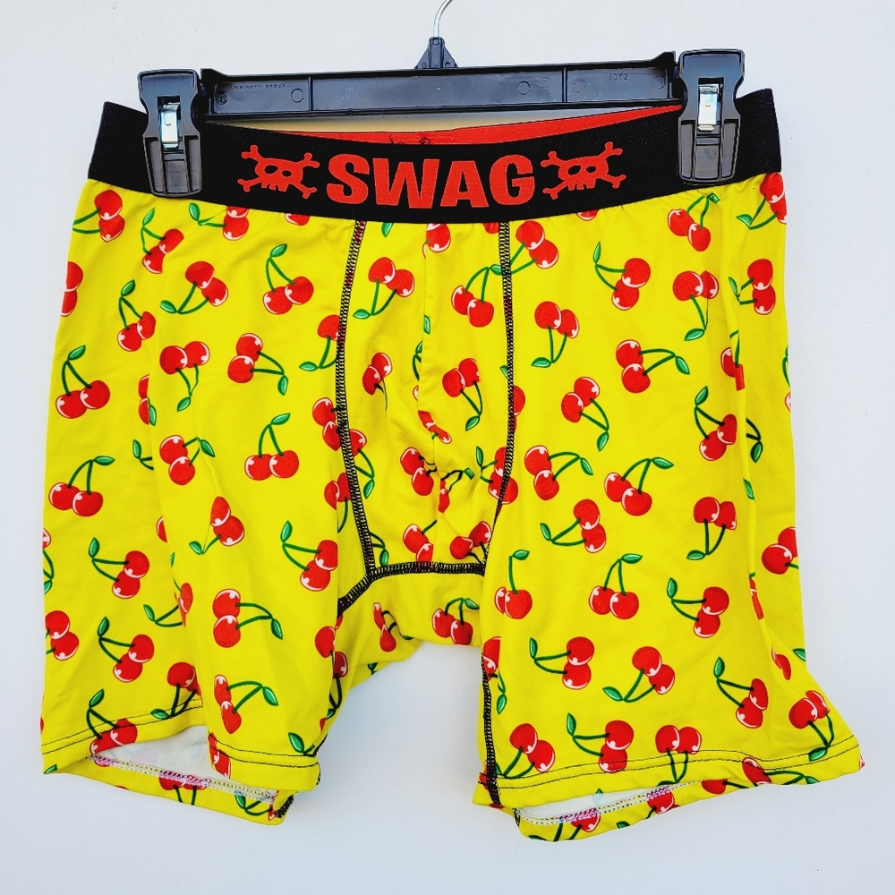 Swag boxer brief underwear Cherry print yellow Size large